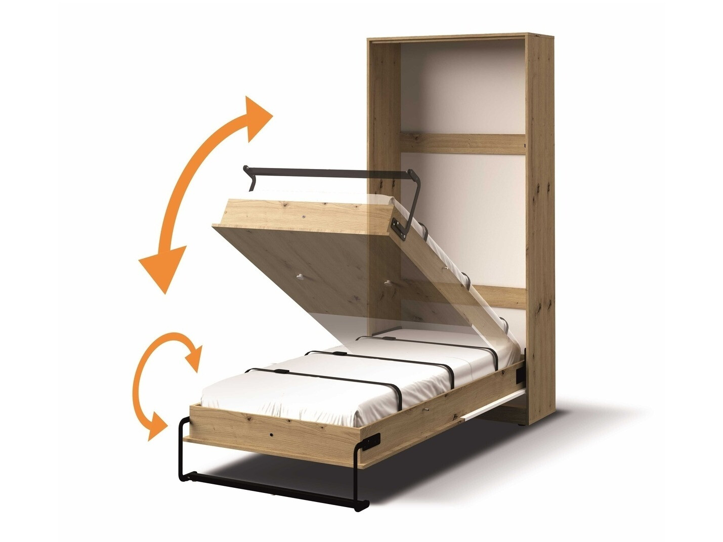 Muurbed Mirelbu 113 (Artisan eiken + Wit + Zwart)