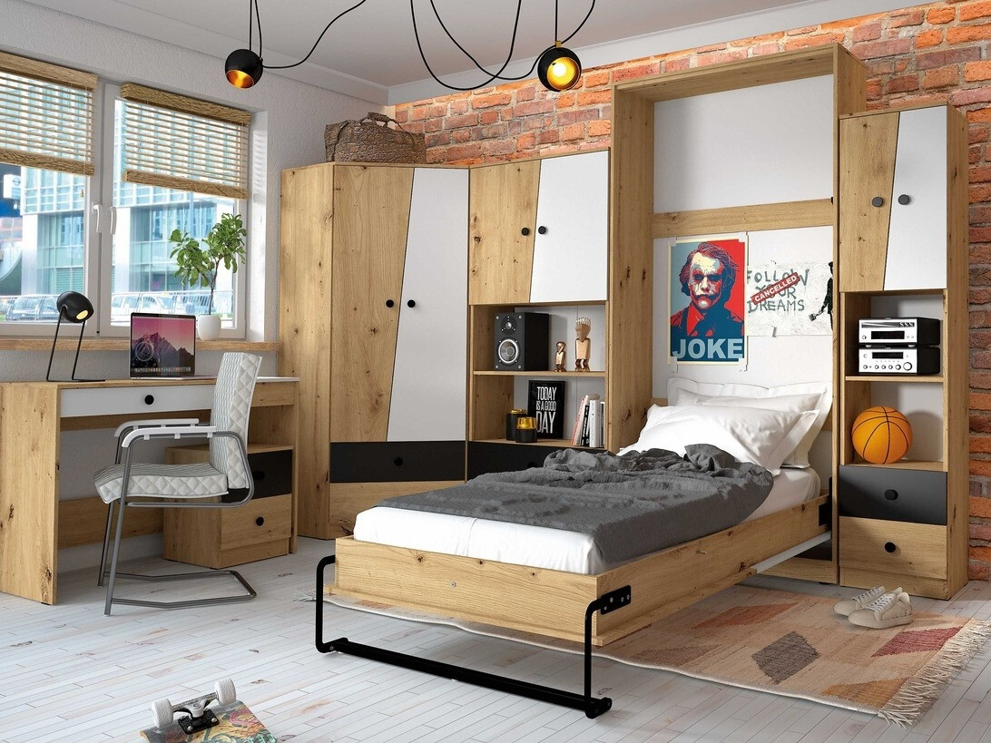 Muurbed Mirelbu 113 (Artisan eiken + Wit)