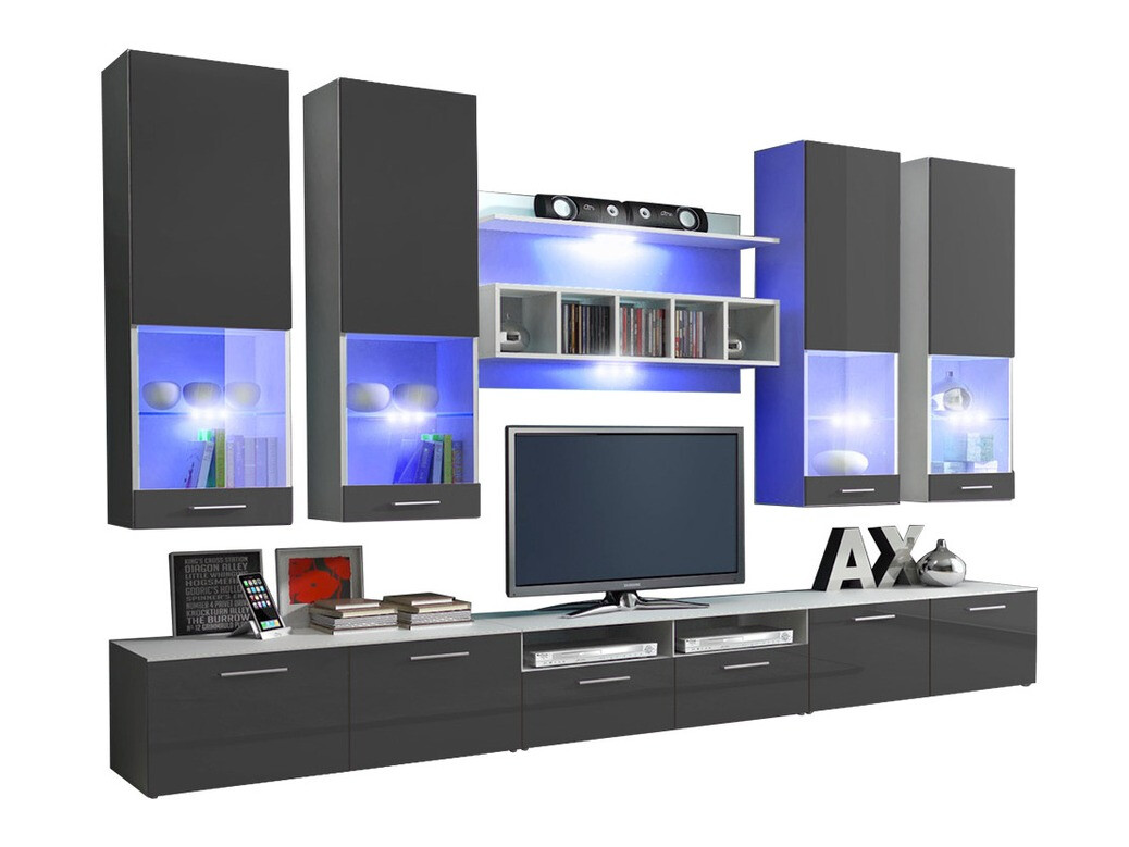 Woonkamerset Caelum (Wit + Grijs met glans)