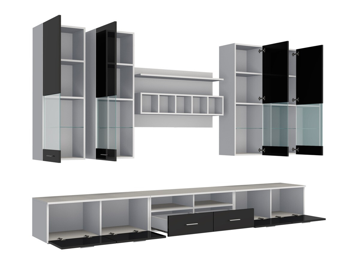 Woonkamerset Nashville 107 (Wit + Grijs met glans)