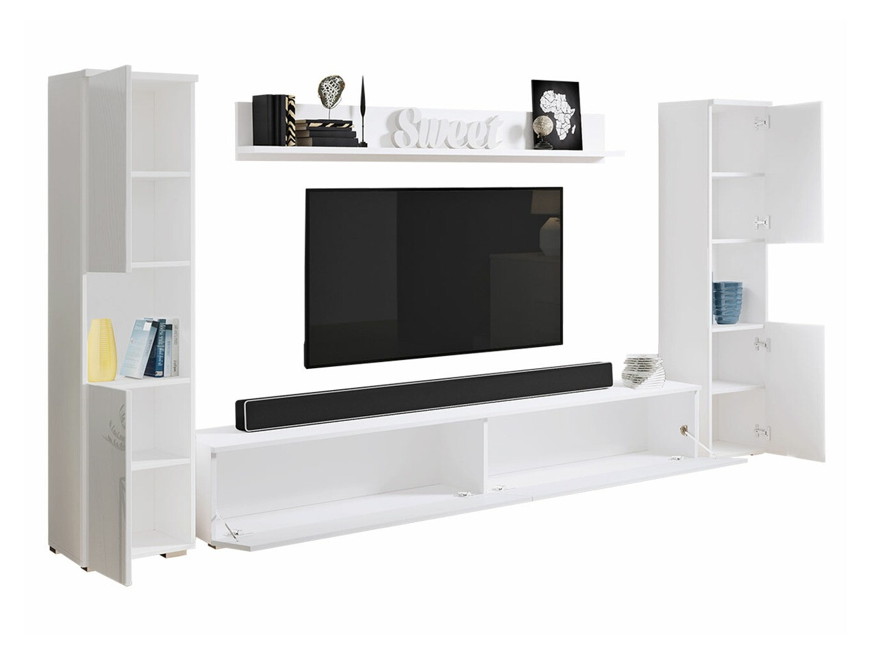 Woonkamerset Sarasota 131 (Wotan eik + Glanzend wit)