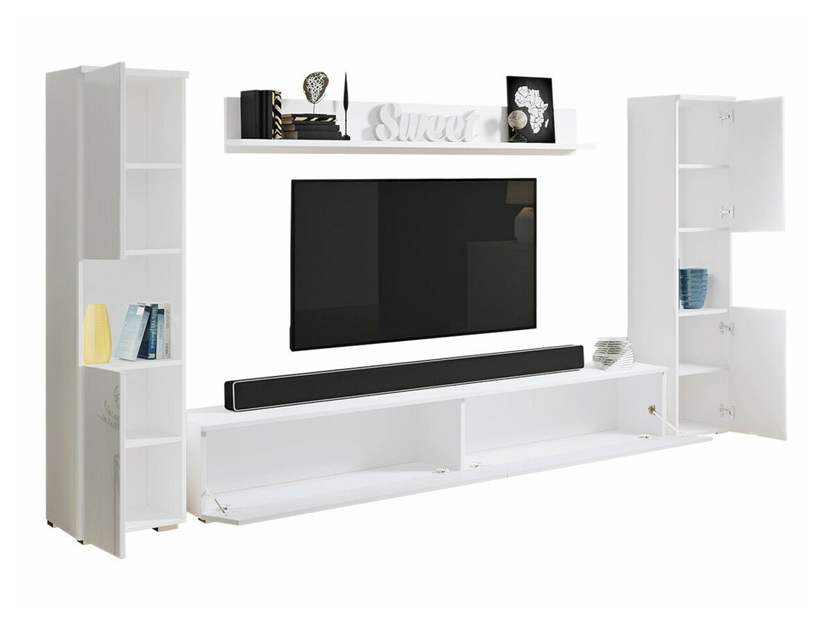 Woonkamerset Sarasota 131 (Wotan eik + Glanzend wit)