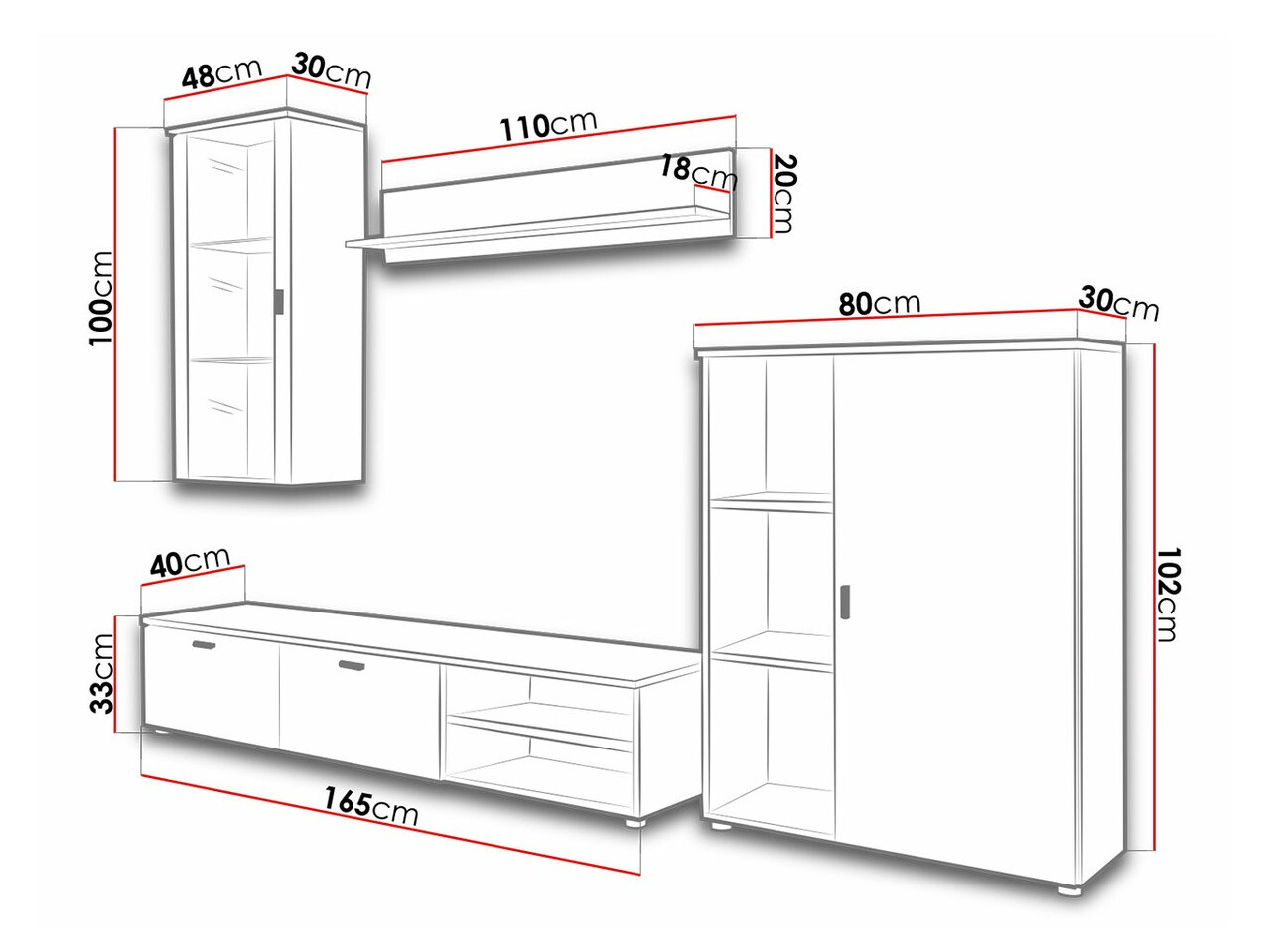 Woonkamerset Toledo 100 (Sonoma eik)