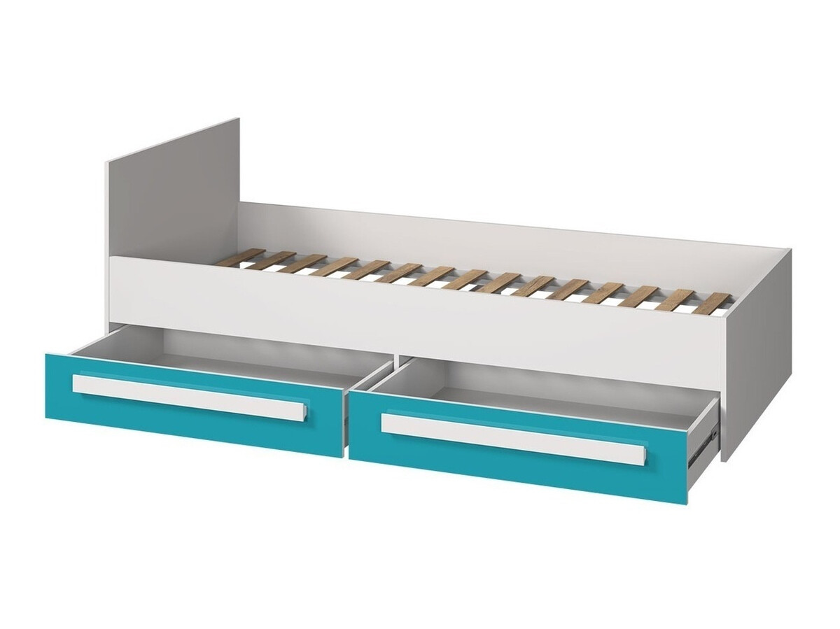 Bed Merevari 102 (Wit + Glans Turquoise)