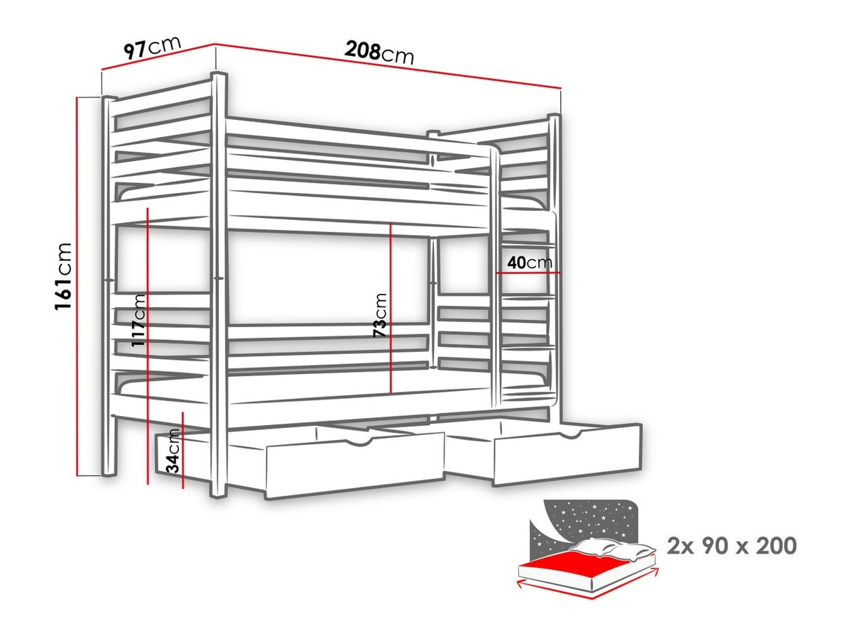 Stapelbed Vista 101 (Grenen)