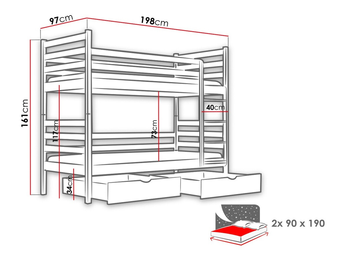 Stapelbed Vista 101 (Grijs)