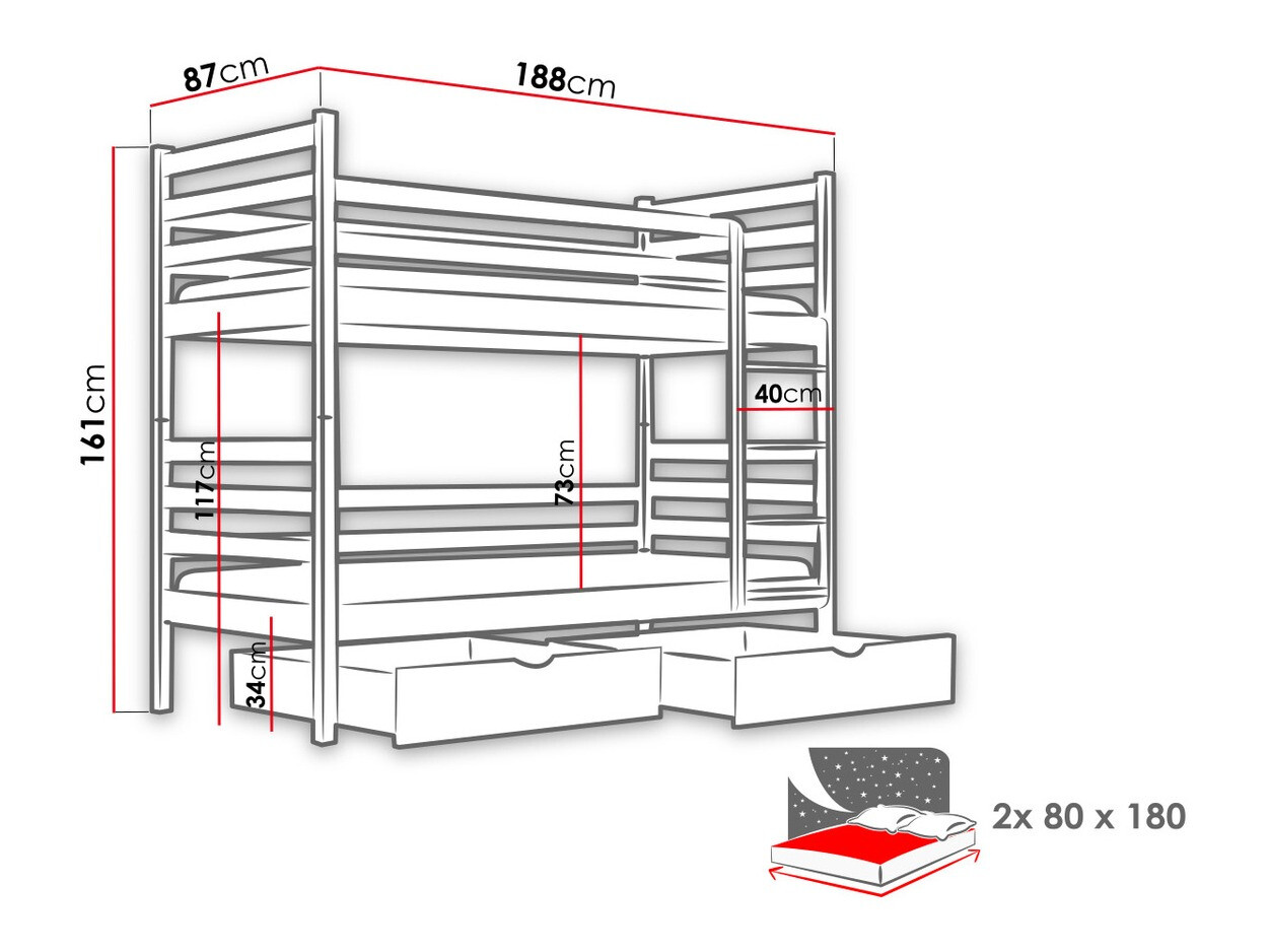 Stapelbed Vista 101 (Wit)