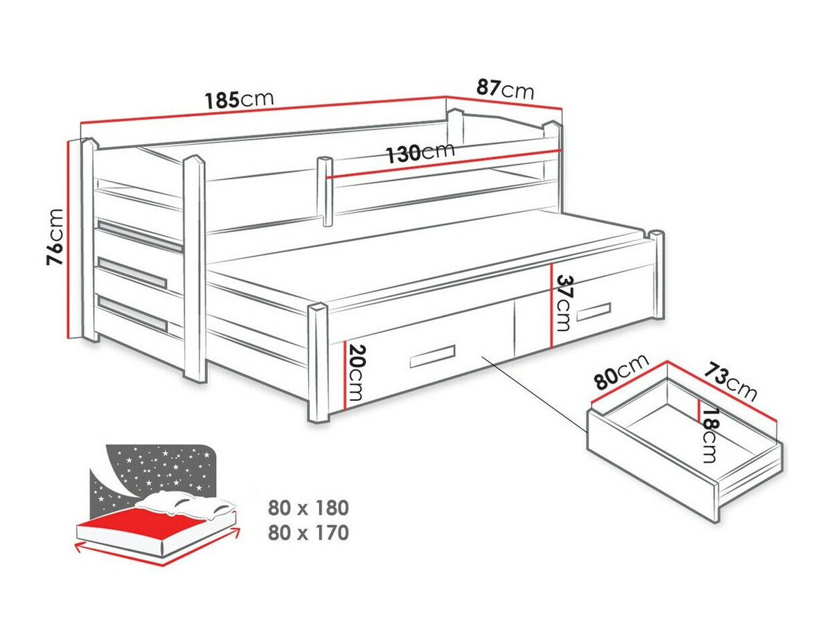 Bed Henderson 139 (Wit + Artisan eiken)