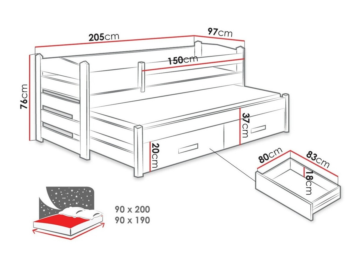 Bed Henderson 140 (Wit + Artisan eiken)