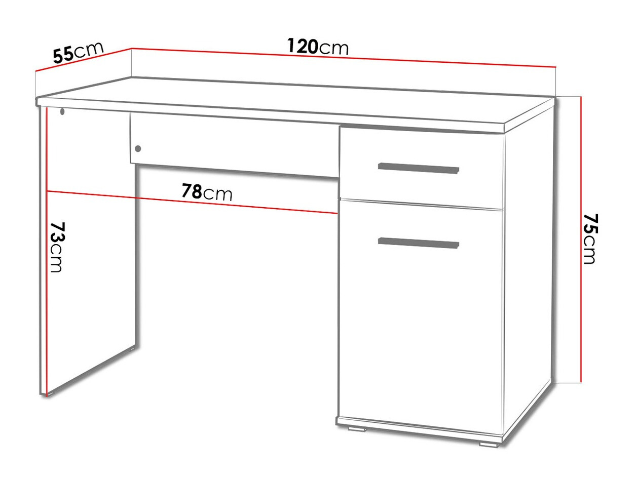 Bureau Cirveso 114 (Sonoma eik + Glanzend wit)