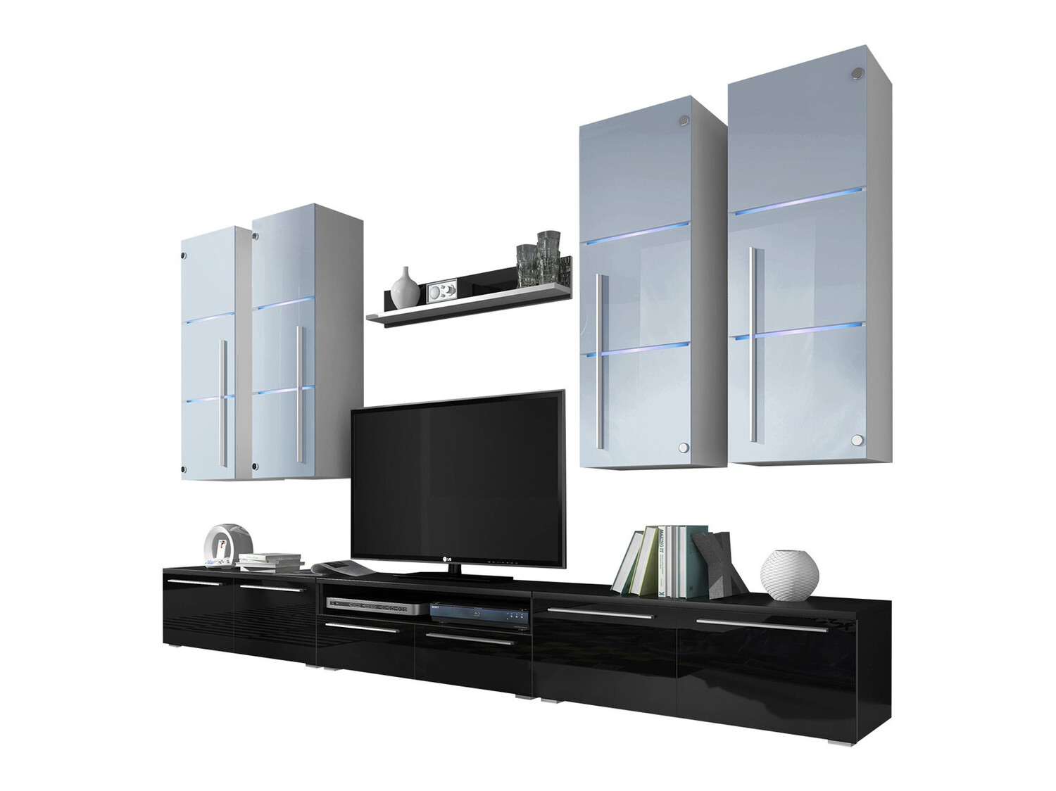 Woonkamerset Flos (Zwart + Glanzend zwart)