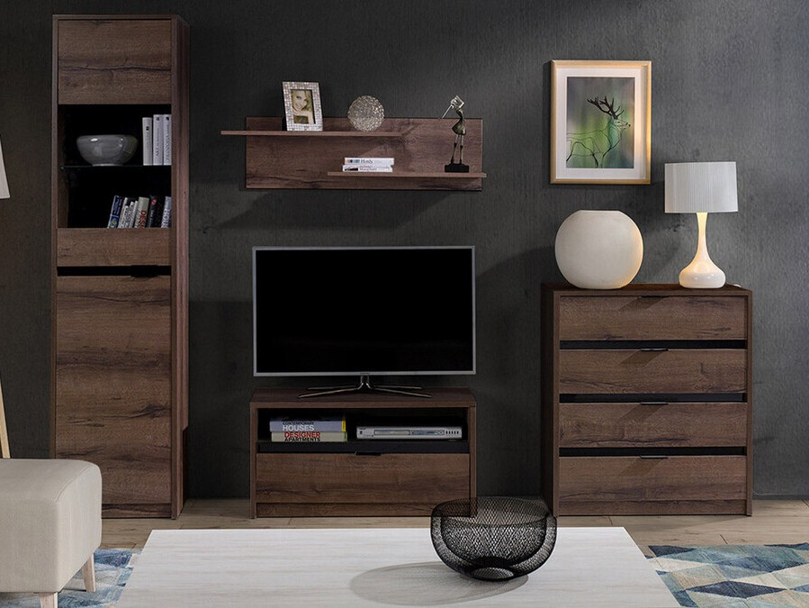 Woonkamerset Fivelbo 115 (Klooster eik + Glanzend zwart)