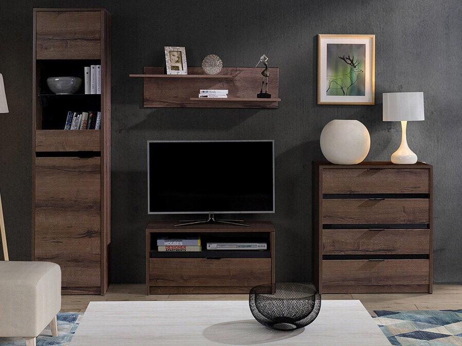 Woonkamerset Fivelbo 115 (Klooster eik + Glanzend zwart)