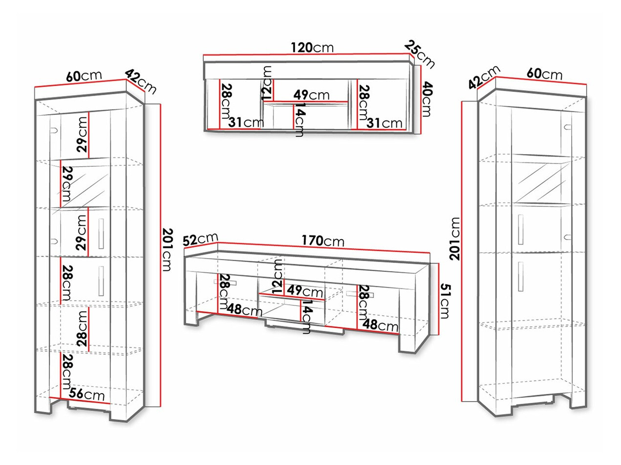 Woonkamerset Melfeli 124 (Sonoma eik)