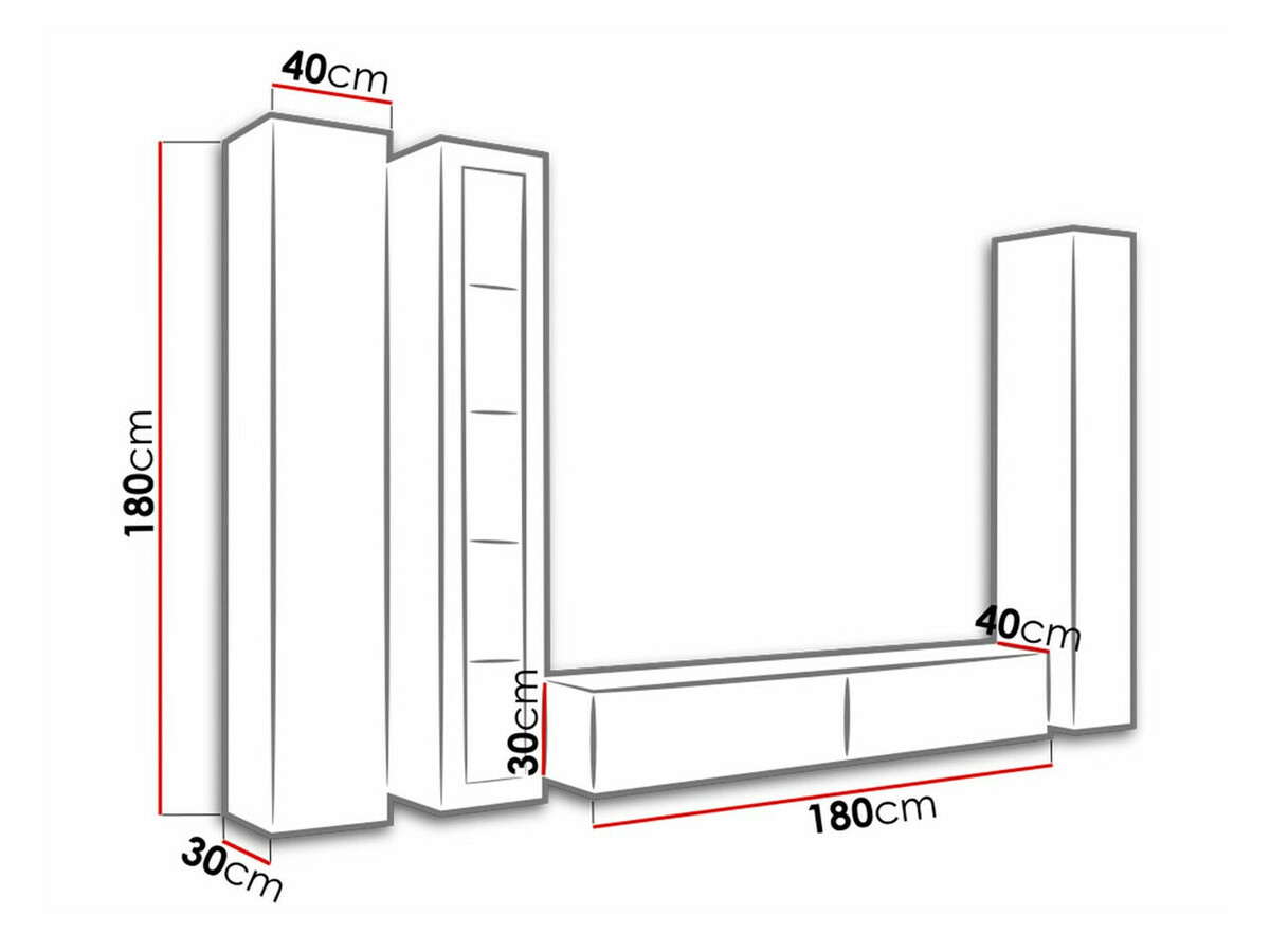 Woonkamerset Venenou 101 (Wit + Glanzend wit)