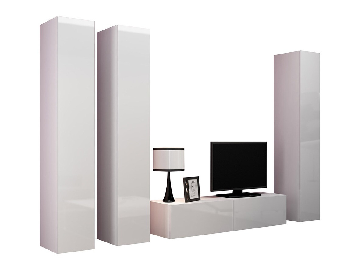 Woonkamerset Venenou 106 (Wit + Glanzend wit)