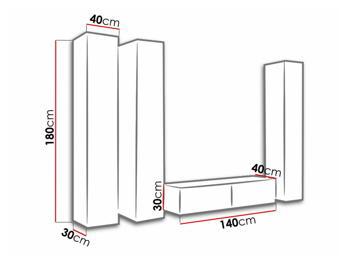 Woonkamerset Venenou 106 (Wit + Glanzend wit)