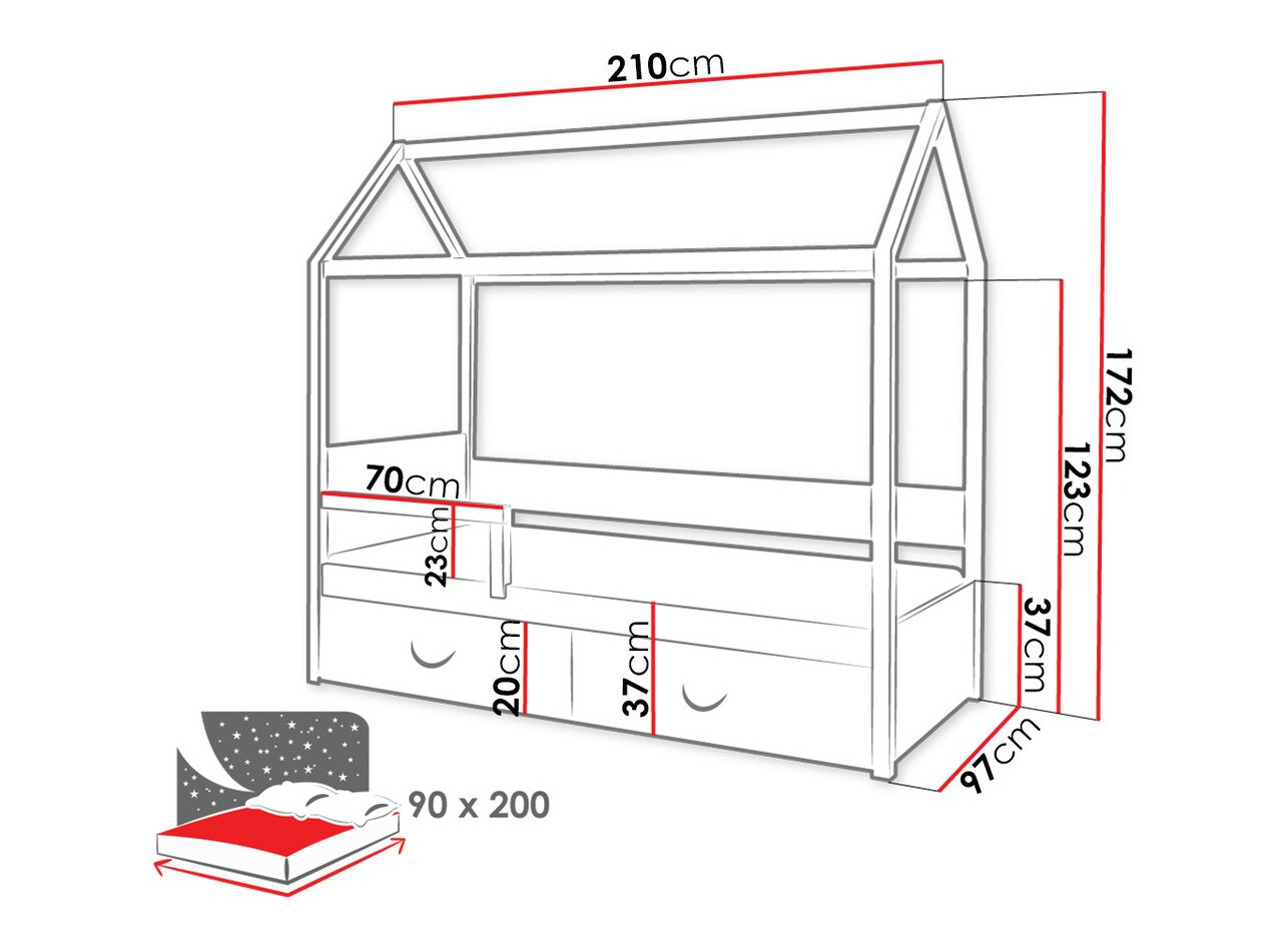 Bed Henderson 132 (Grafiet + Wit)