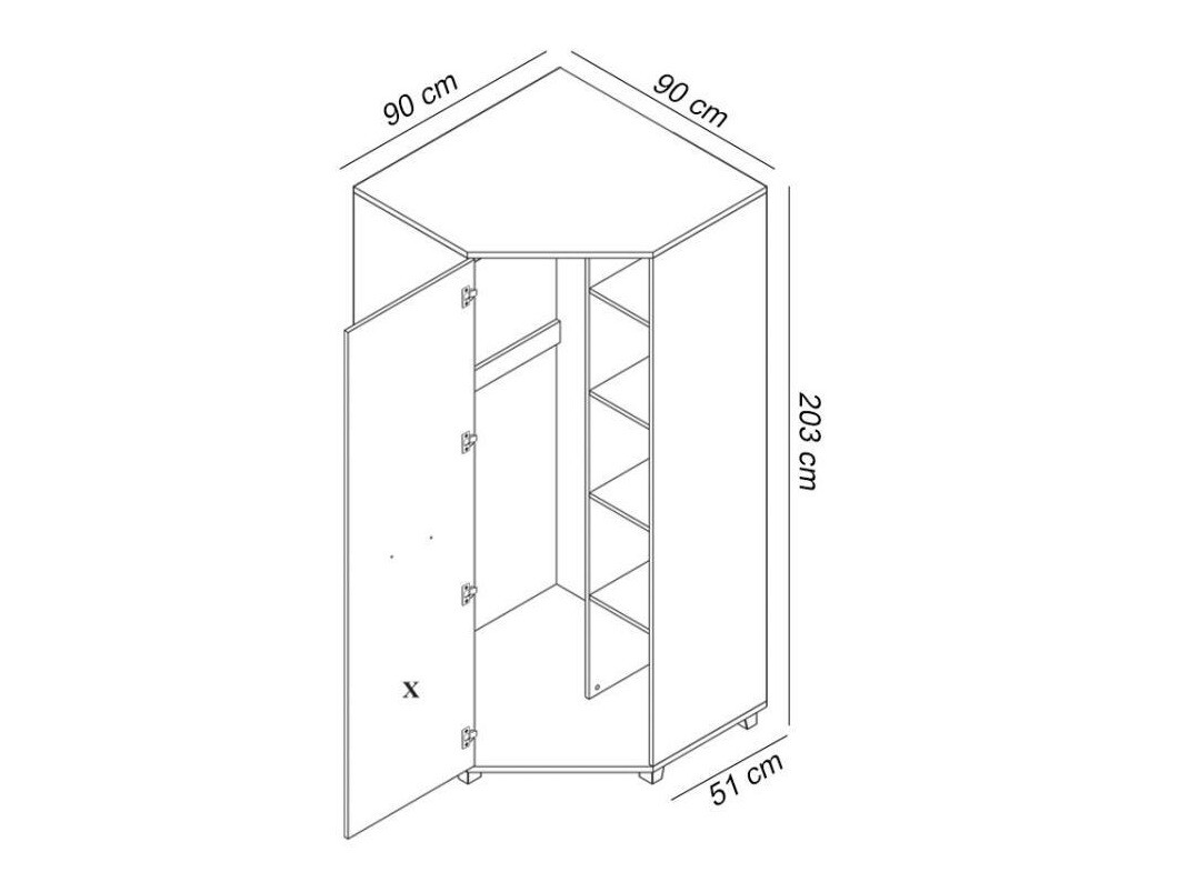 Hoekkledingkast Murrieta 108 (Wengé)