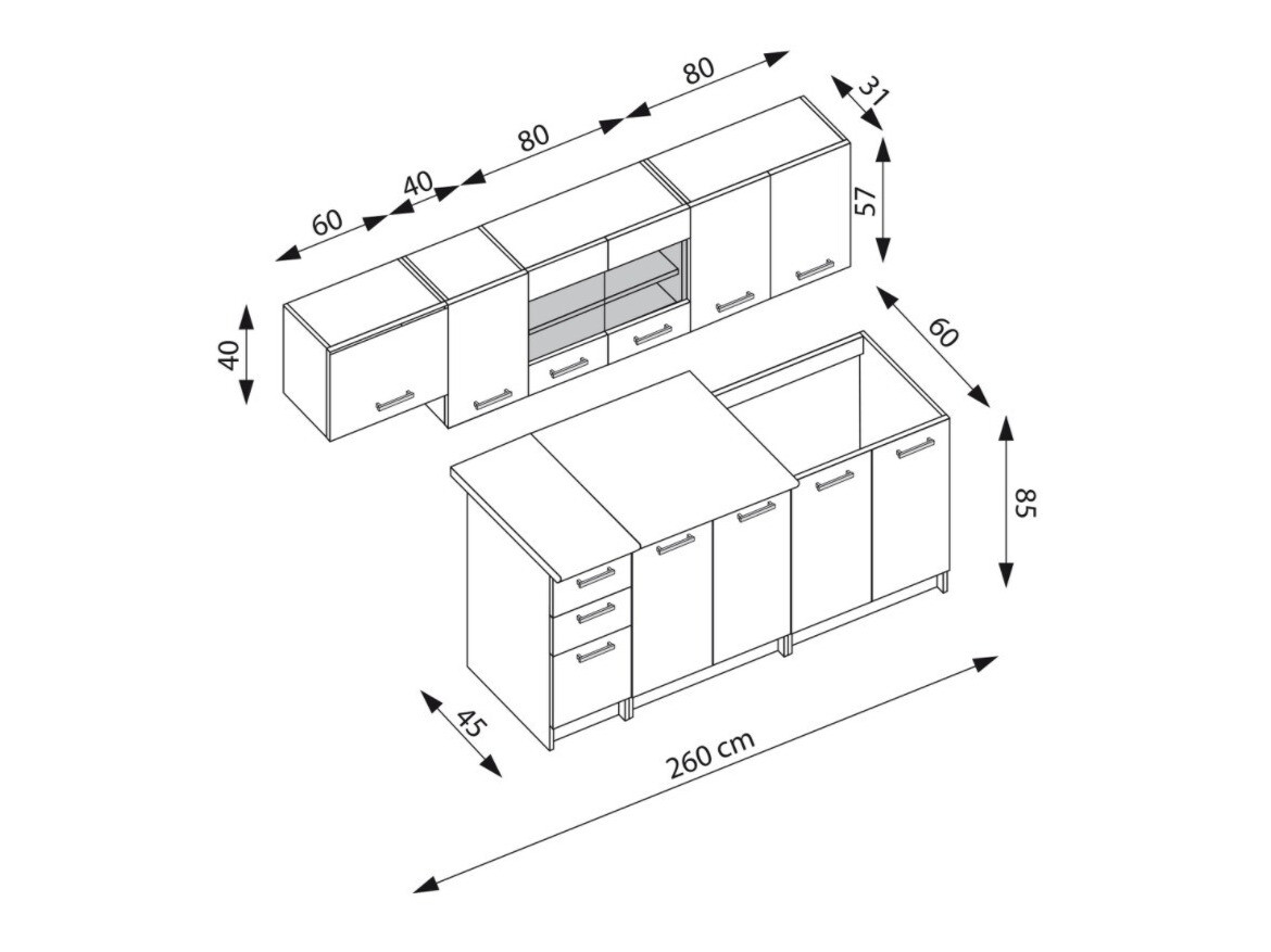 Keukenset Houston 1182 (Saneema eiken + Wit + Beige)