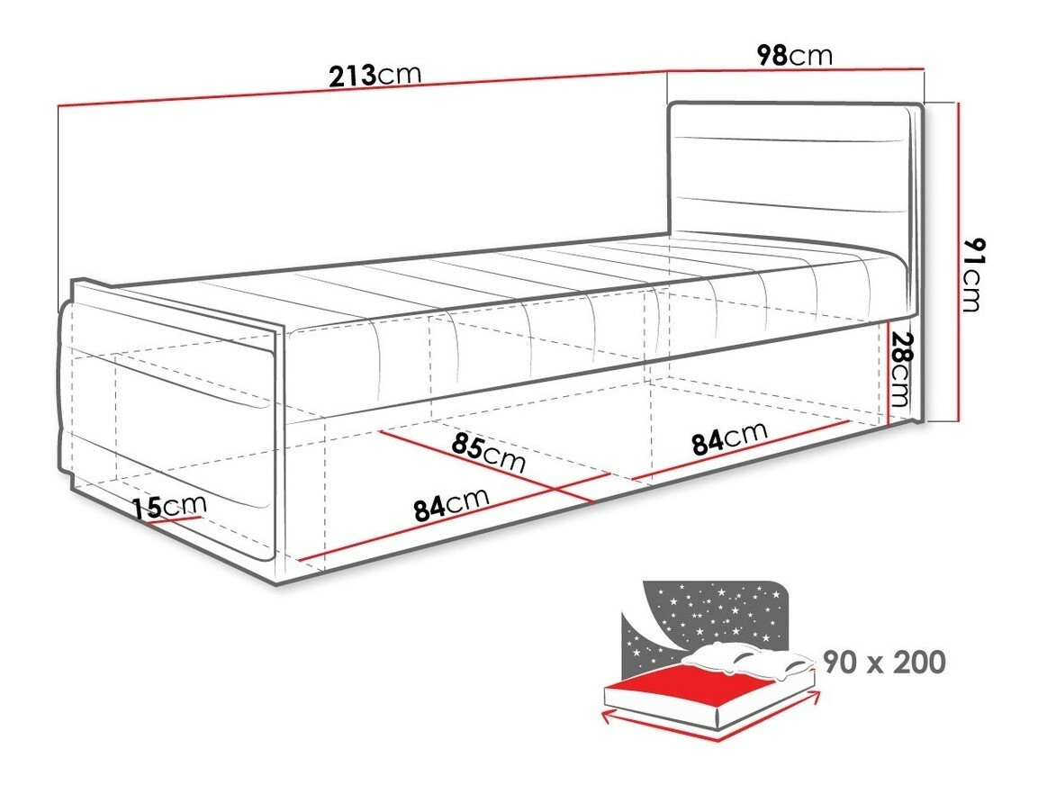 Bed Providence H107 (Wit + Gouden eik + Avellinee 101)