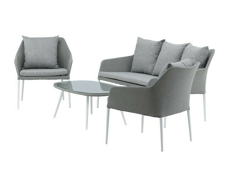 Buiten meubilair set Dallas 3116 (Lichtgrijs + Wit)