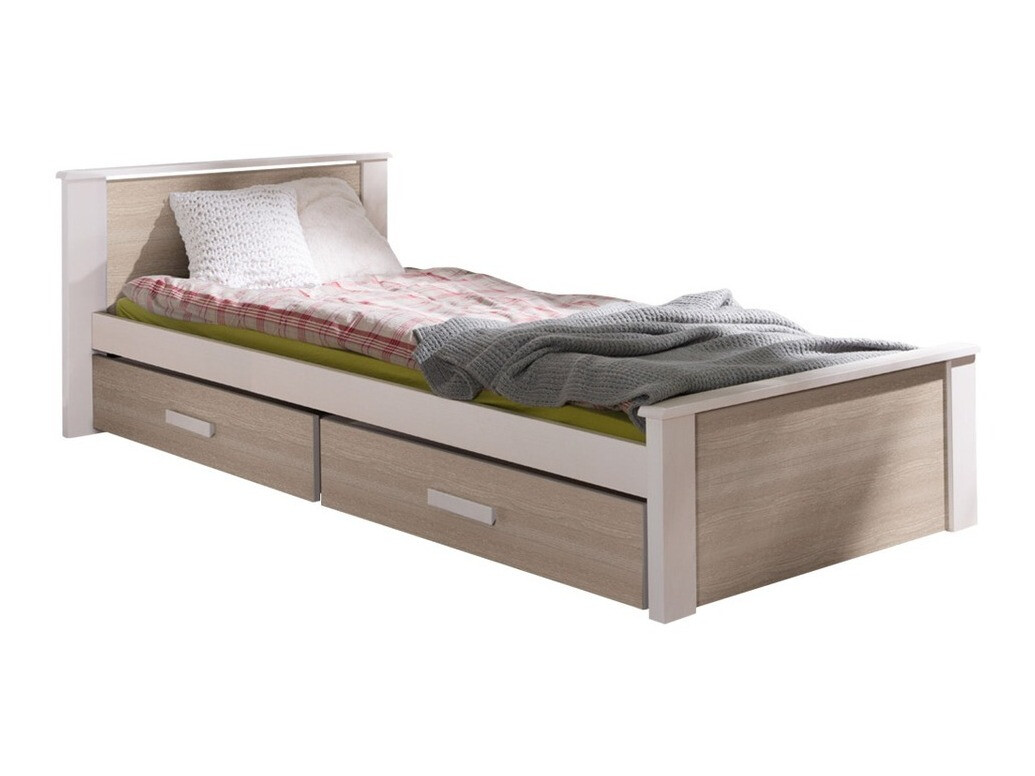 Bed Henderson 115 (Wit + Sonoma eik)