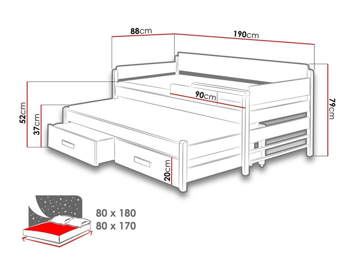 Bed Henderson 121 (Wit + Donker Zebrano)