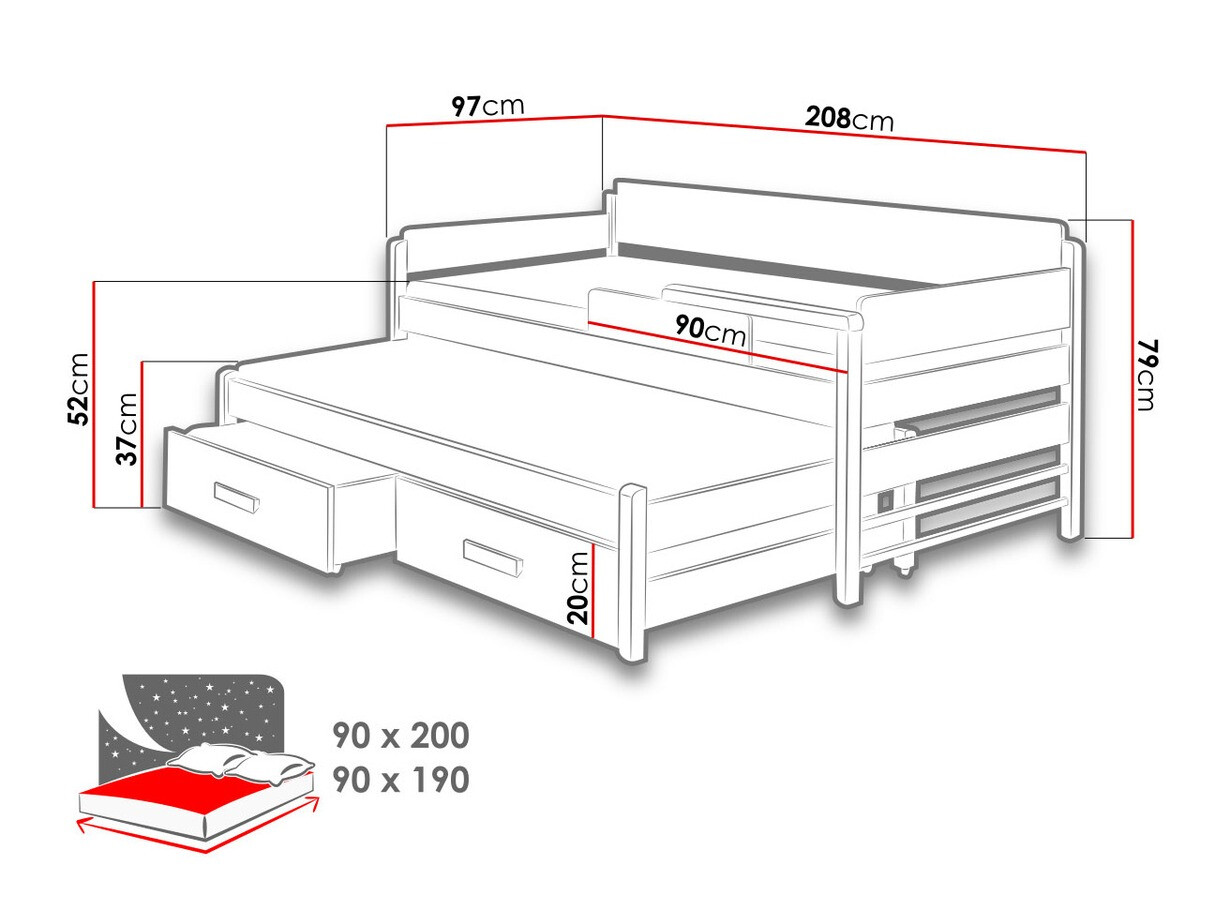 Bed Henderson 122 (Wit + Grijs)
