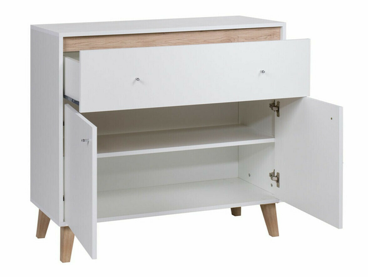 Woonkamerset Delbene 116 (Licht San Remo eiken + Mat wit)