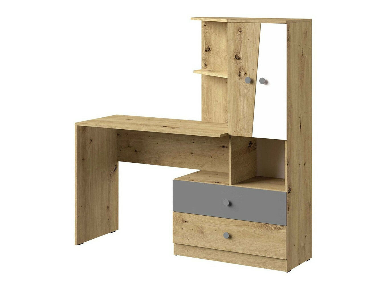 Bureau Almira 110 (Artisan eiken + Wit + Grijs)