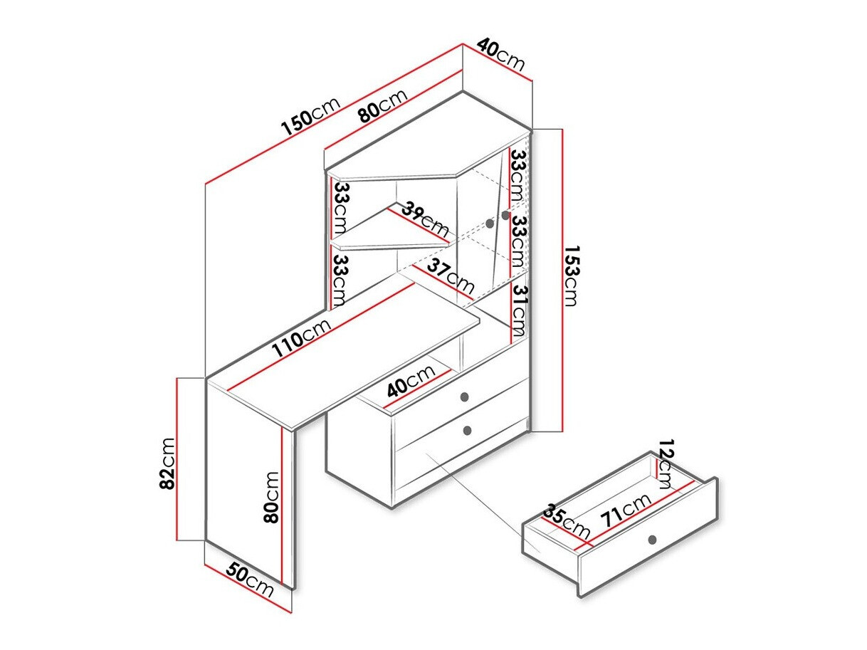 Bureau Almira 110 (Artisan eiken + Wit)