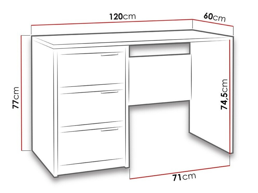 Bureau Fivelbo 100 (Klooster eik + Glanzend zwart)