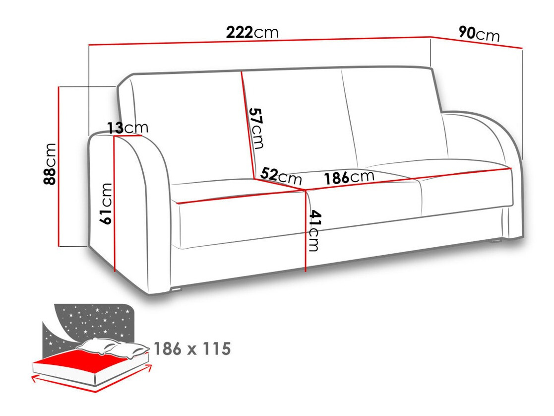 Slaapbank Providence 172 (Soft 066 + Kreta 07)