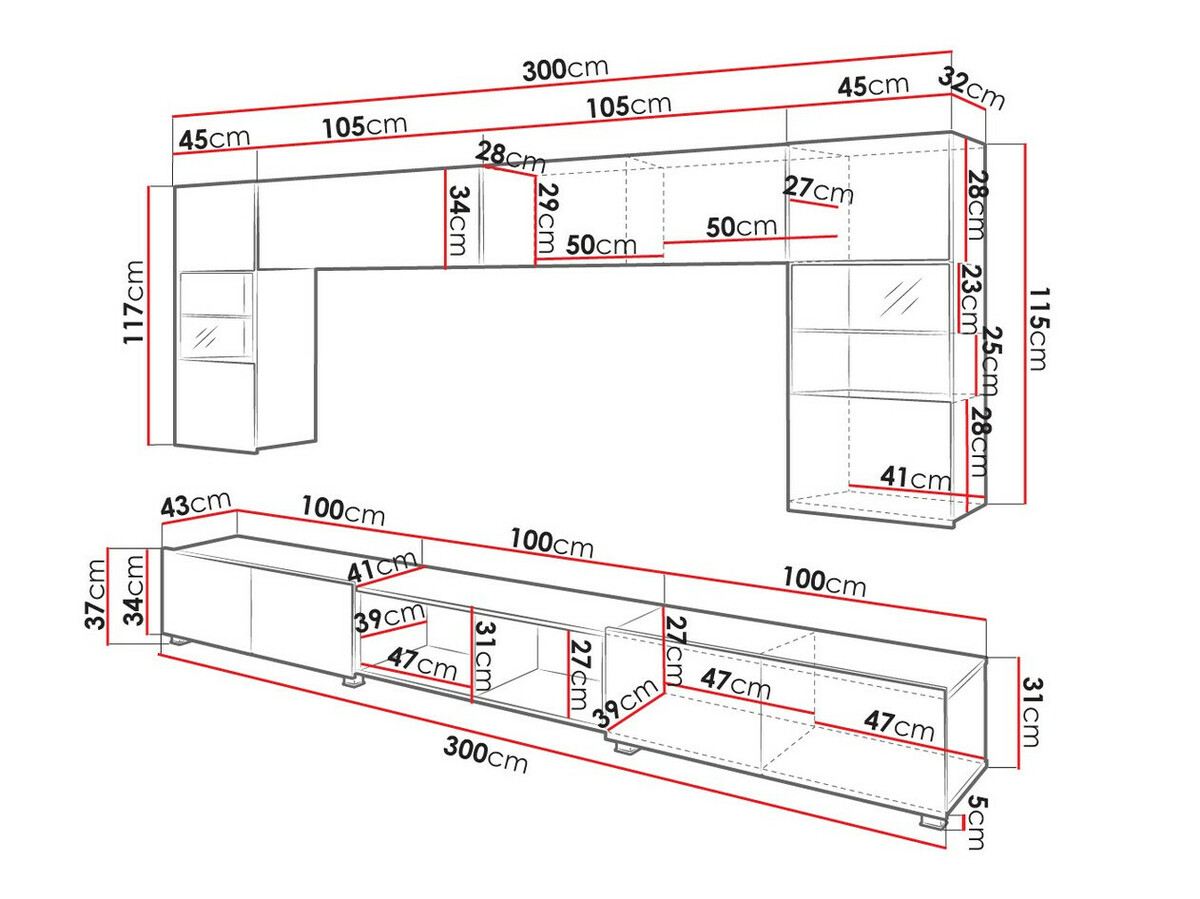 Woonkamerset Tivdalu 144 (Zwart + Glanzend zwart + Artisan eiken)