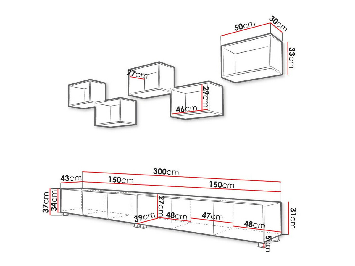 Woonkamerset Tivdalu 152 (Zwart + Glanzend zwart + Artisan eiken)