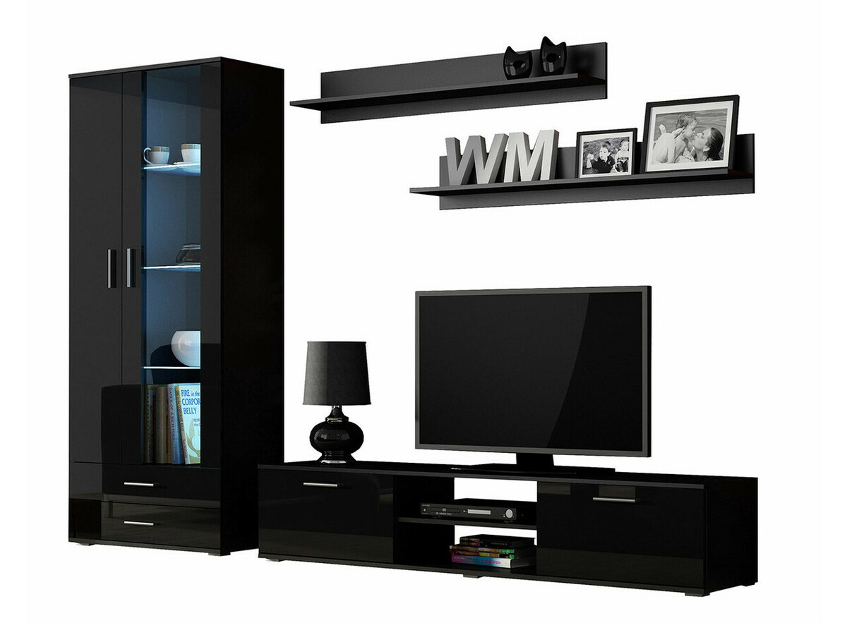 Woonkamerset Tornola 115 (Zwart + Glanzend zwart)
