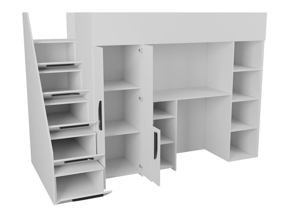 Hoog bed Hartford 192 (Wit + Glanzend zwart + Glanzend wit)