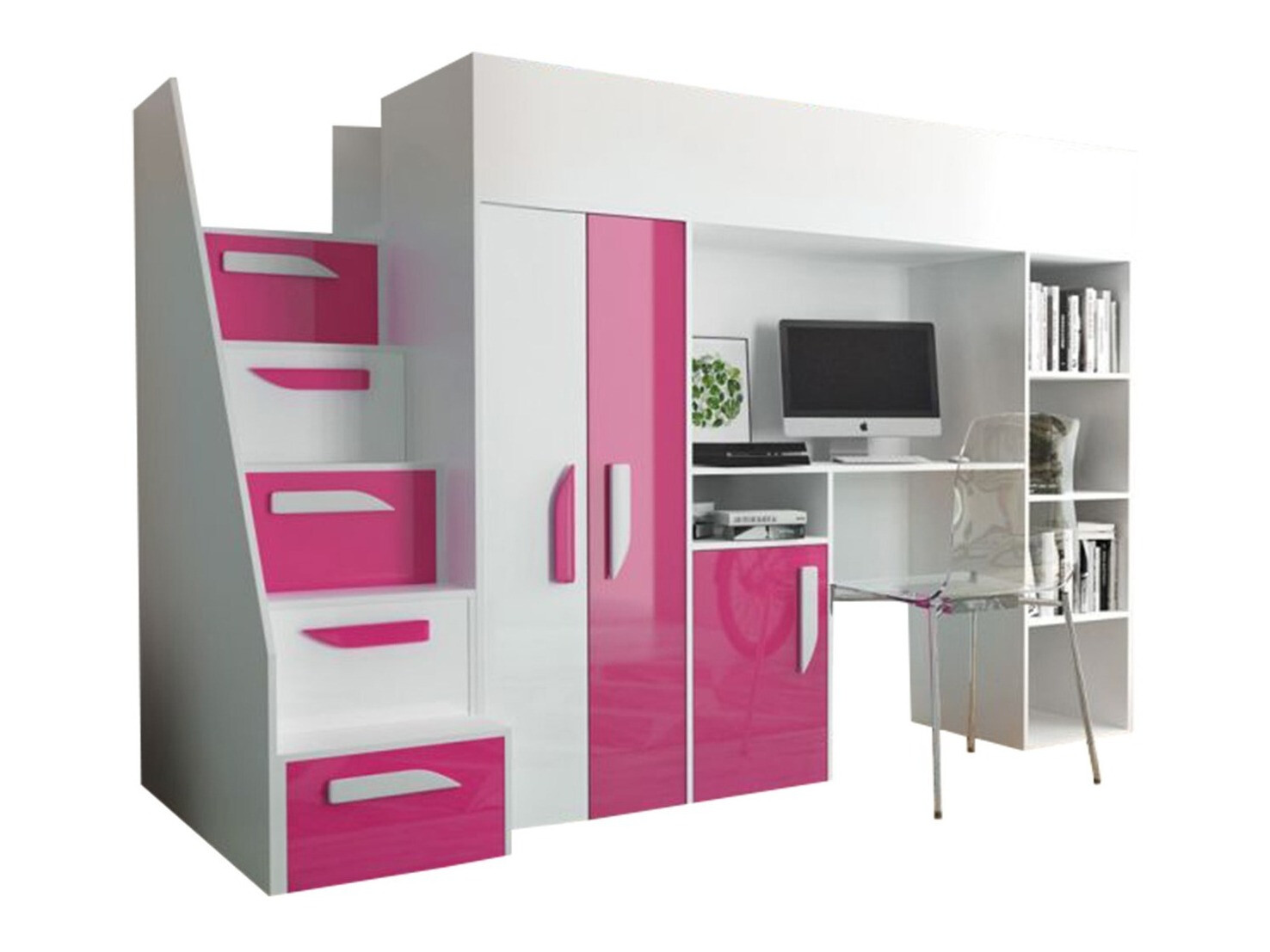 Hoogslaper Hartford 192 (Wit + Glanzend roze + Glanzend wit)