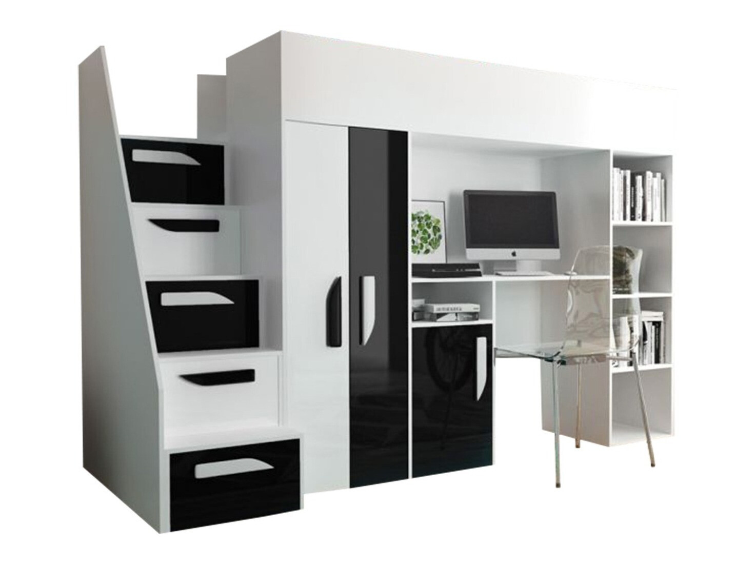 Hoogslaper Hartford 192 (Wit + Glanzend zwart + Glanzend wit)