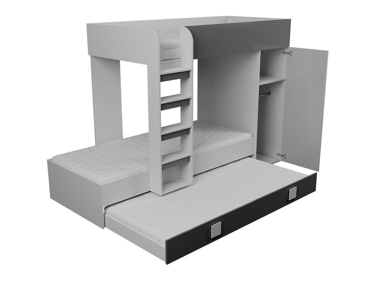 Stapelbed Hartford 191 (Wit + Glans Turquoise + Glanzend wit)