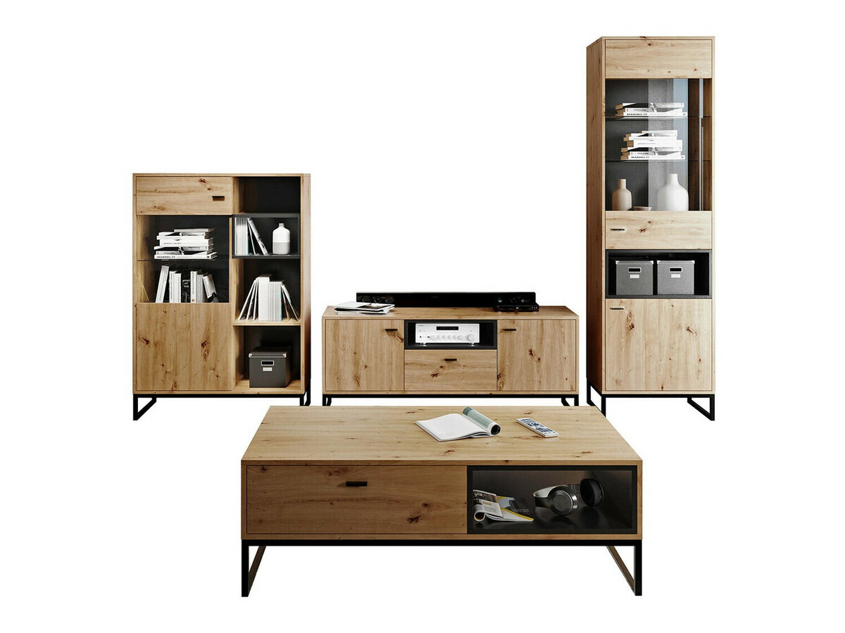 Woonkamerset Baltesi 108 (Artisan eiken + Zwart)