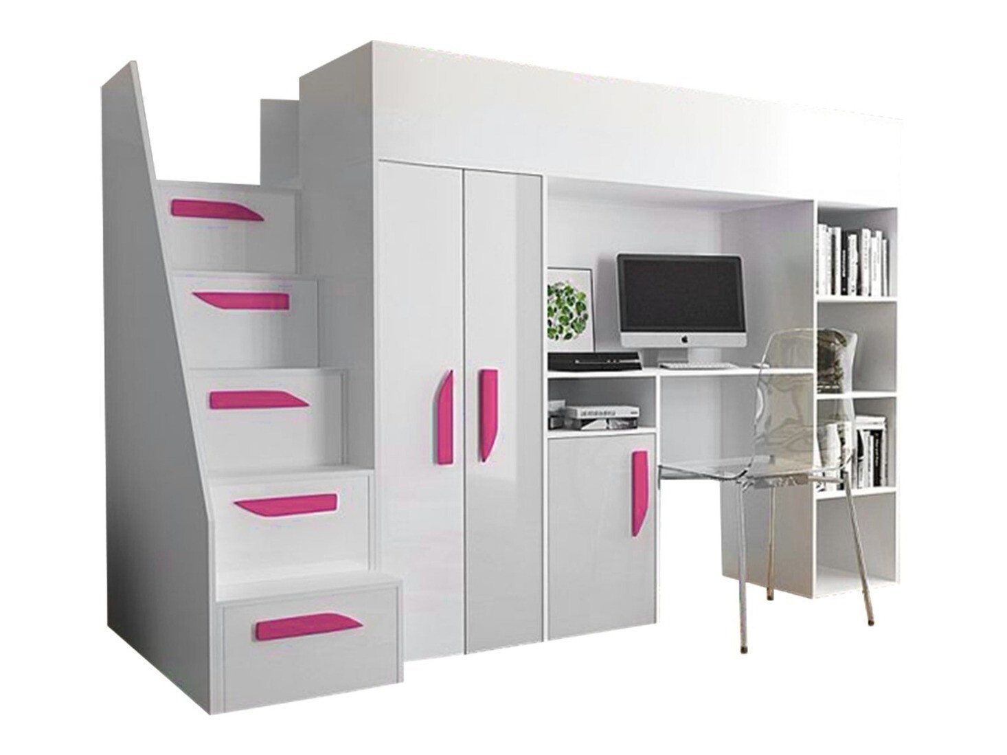 Hoogslaper Hartford 192 (Wit + Glanzend wit + Glanzend roze)