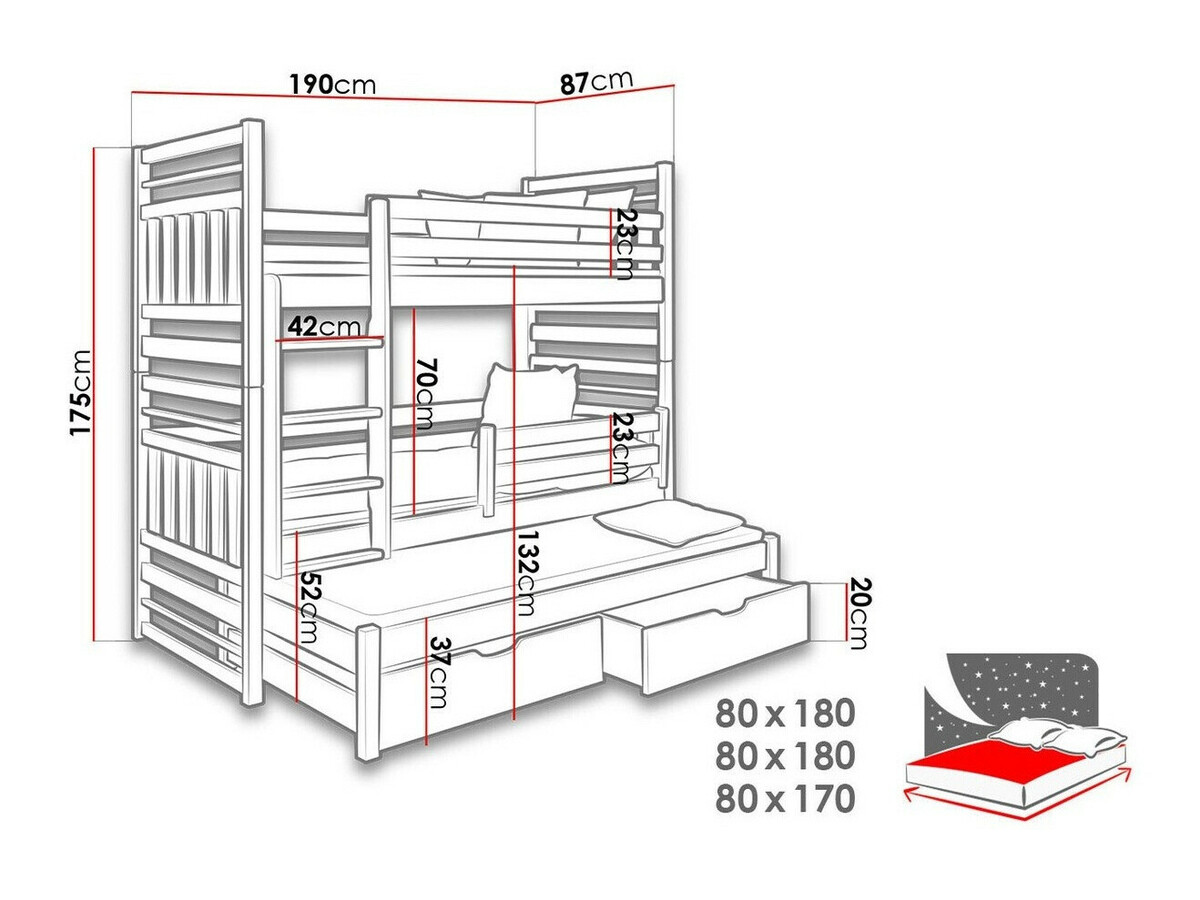 Stapelbed Henderson 123 (Wengé + Lichtbruin)