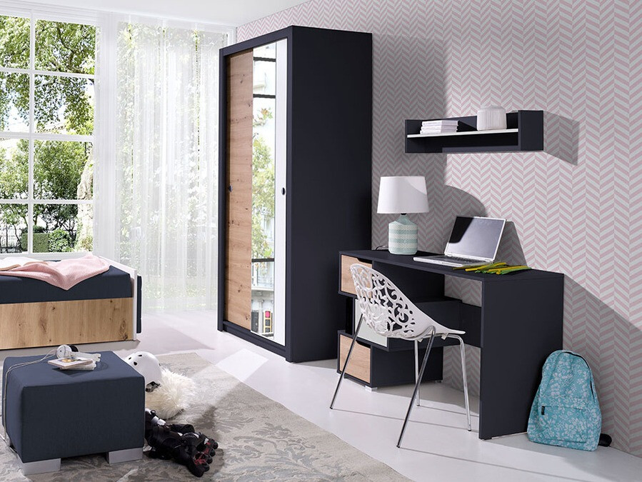 Bureau Providence H102 (Grafiet + Artisan eiken + Wit)