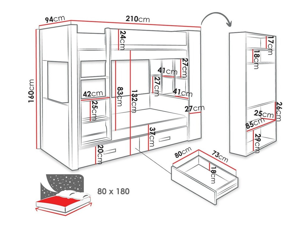 Stapelbed Henderson 141 (Wit + Blauw)