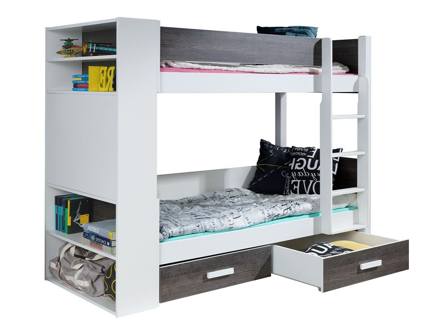 Stapelbed Henderson 141 (Wit + Donker Zebrano)