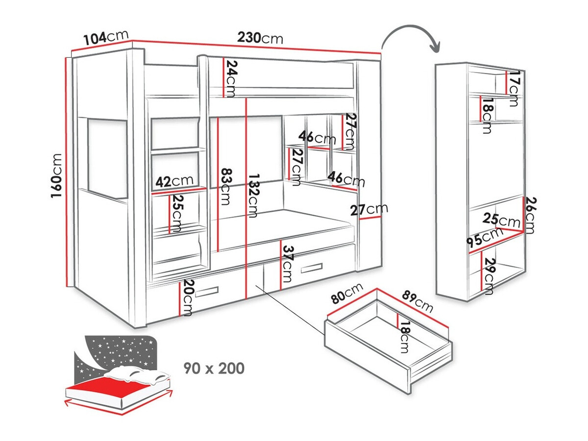 Stapelbed Henderson 142 (Wit + Blauw)