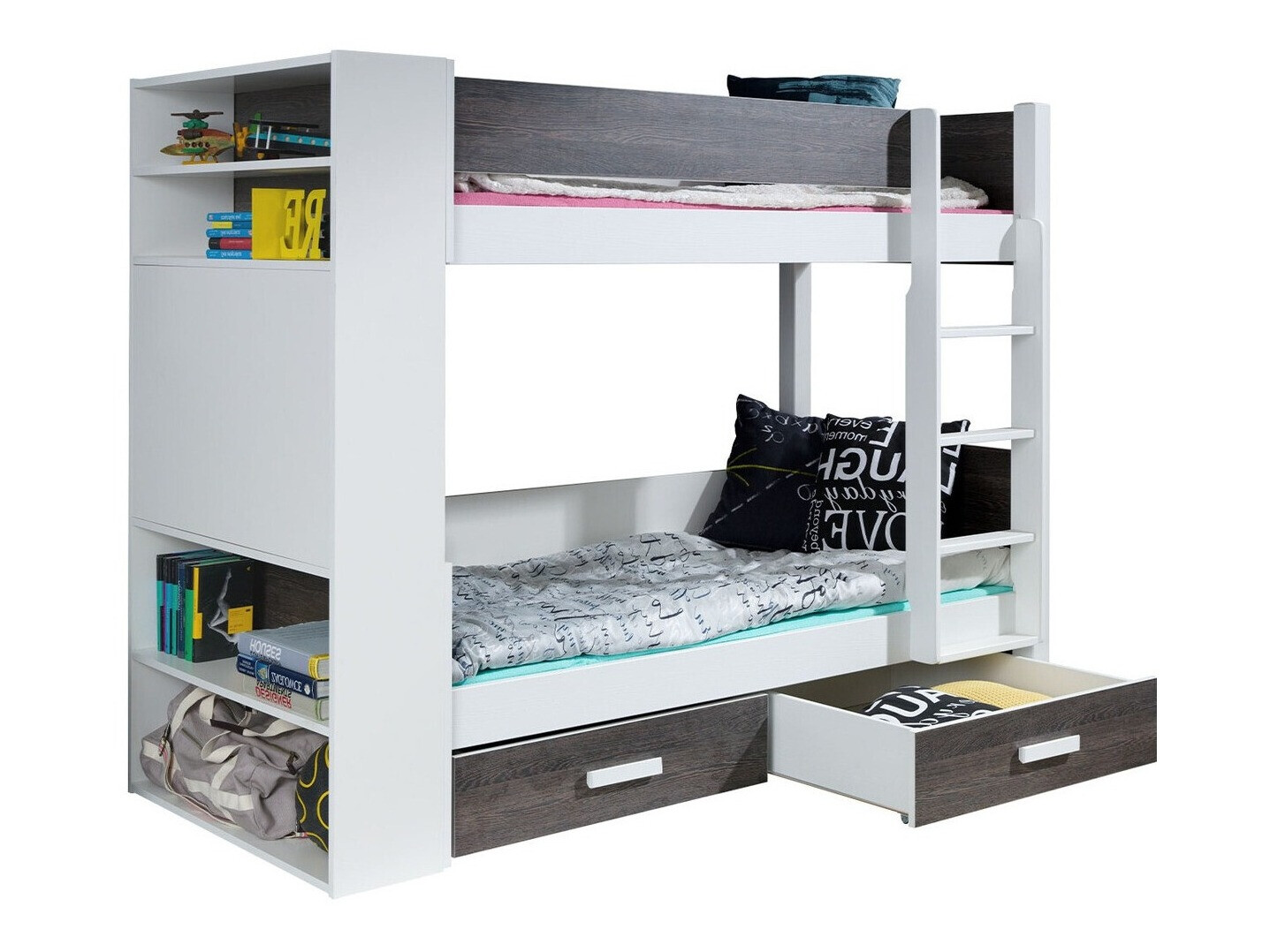 Stapelbed Henderson 142 (Wit + Donker Zebrano)