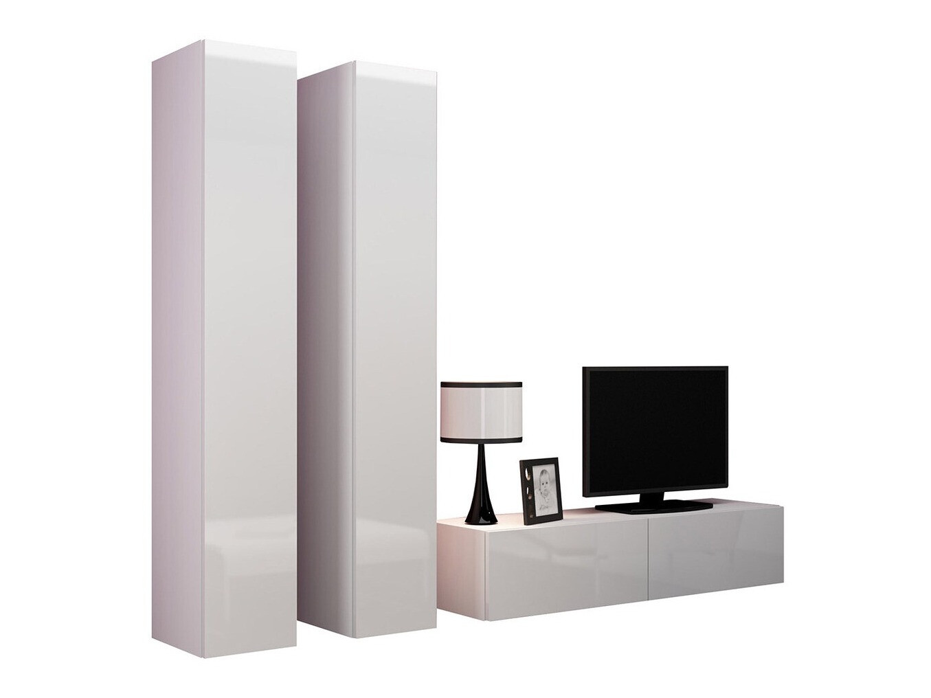 Woonkamerset Venenou 104 (Wit + Glanzend wit)